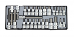 Force T4281 Hex Allen & Spline Socket Bits 27pc Set: M5-M16 Spline, 4-12mm Hex Allen