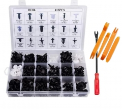 415pc Nylon Shield & Push Type Auto Panel Retainer Retainer Pin Rivet Trim Assortment