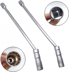 3/8" Dr 12PT Thin Wall Universal Swivel 304mmL Spark Plug Remove Socket w Magnet