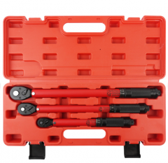 3pc Torque Wrench Set 1/4" 3/8" 1/2" Dr. Adjustable Ratchet Wrench Kit