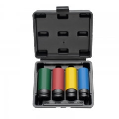 4pc 1/2" Dr. Deep Impact Lug Nut Socket 17 19 21 22mm Non-Marring Thin Wall