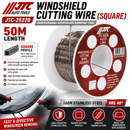 JTC-2522D Windshield Cutting Wire Square Stainless Steel 50M Auto Glass Removal JTC-2522D Windshield Cutting Wire Square Stainless Steel 50M Auto Glass Removal