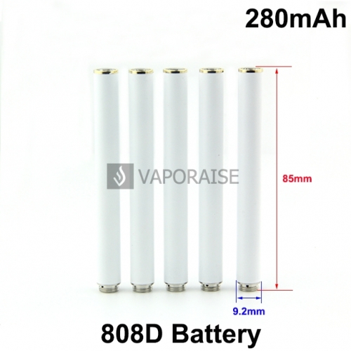 White Color 280mAh 808D Auto Batteries With Red LED Light and Bottom Diamond