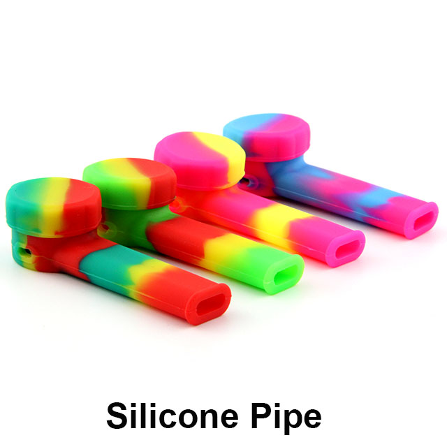 Silicone Smoking Pipes With Caps 