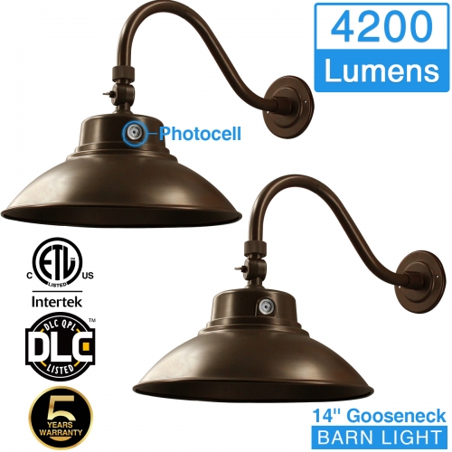 42W-Bronze- LED Gooseneck Barn Light-50K-2PK