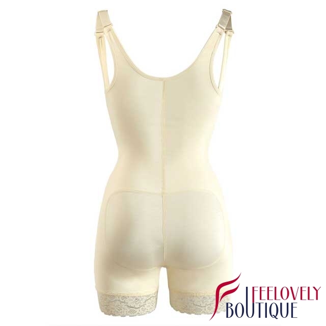 Lace Hem Compression Latex Bodysuit Body Shapewear