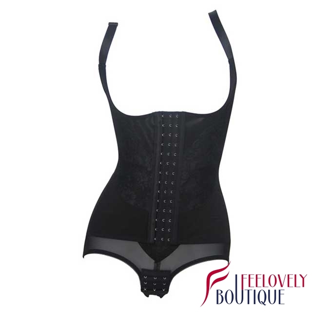 Front Hook And Eye Lace Slimming Bodysuit Body Briefer