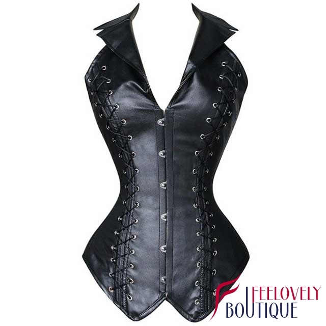Laced Leather Steampunk Corset Gothic Halter Corset Tops