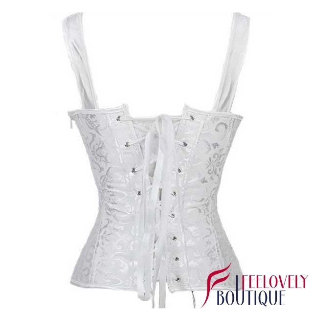 Lace-Up Jacquard Strap Corset Tops With Side Zipper