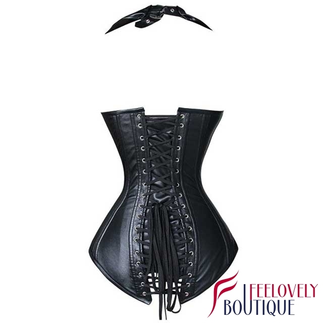 Laced Leather Steampunk Corset Gothic Halter Corset Tops