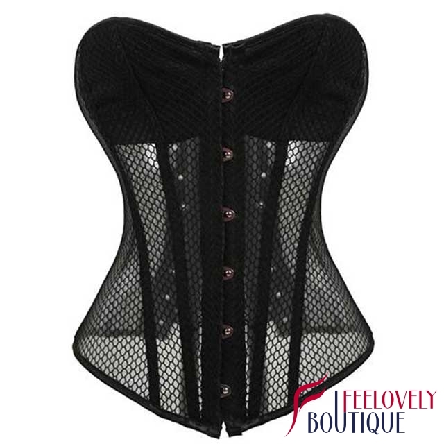 Mesh See Through Bustier Slimming Corset Tops