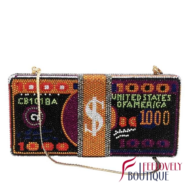 Colorful Diamond Money Clutch