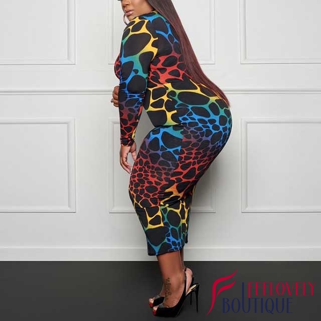 Plus Size Leopard Print Bodycon Dress