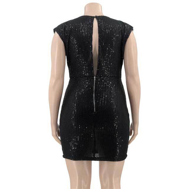 Plus Size Backless Sequin Dress
