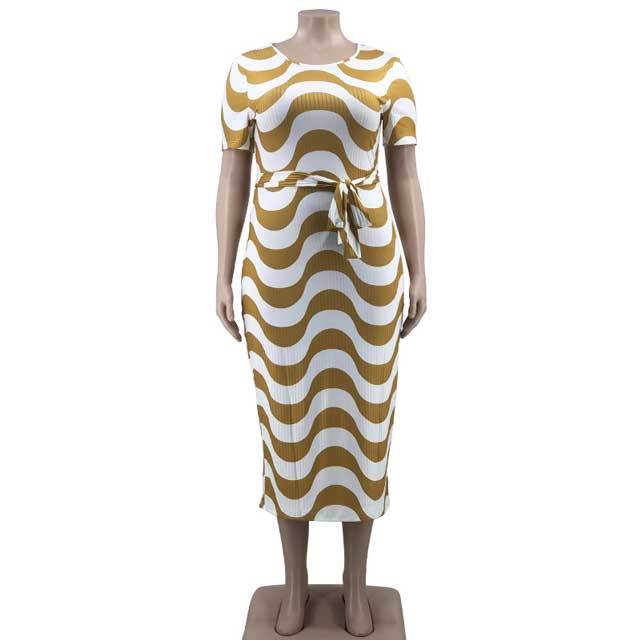 Plus Size Striped Bodycon Dress