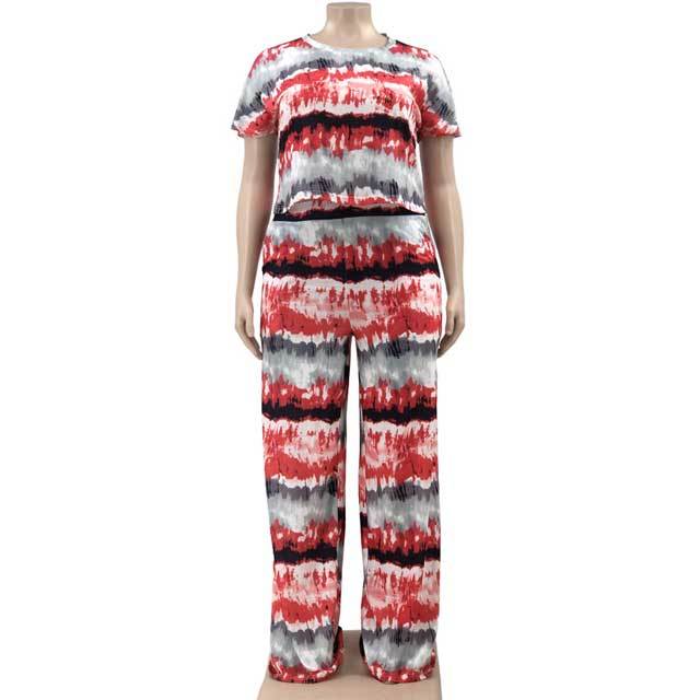 Plus Size Tie Dye Striped Pants Set