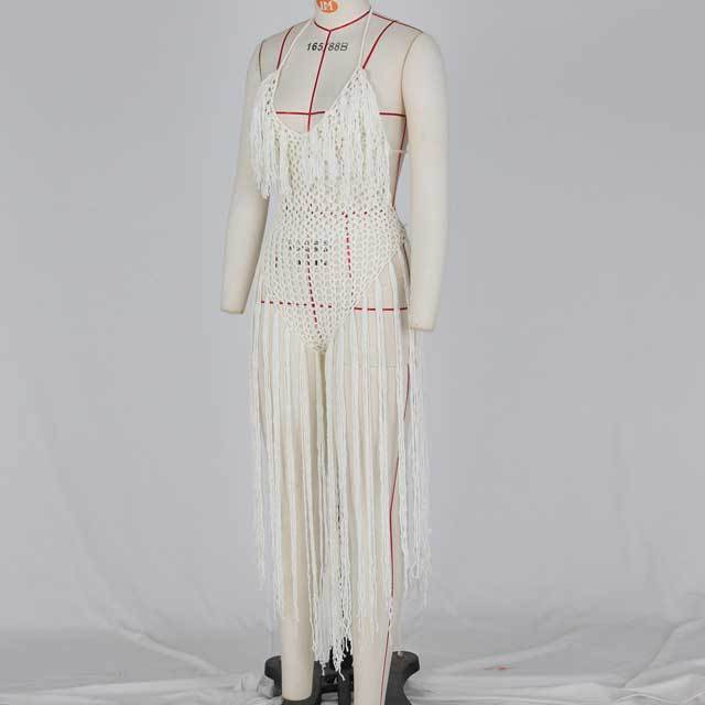 Crochet Fringe Beach Bodysuit Dress