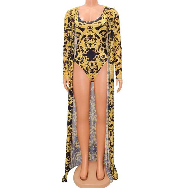 Printed Sleeveless One Piece With Cover-ups