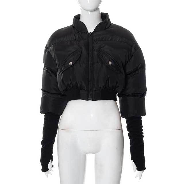 Zipper Crop Puffer Jacket