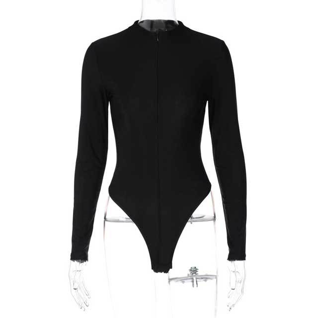 Basic Zipper Long Sleeve Bodysuit