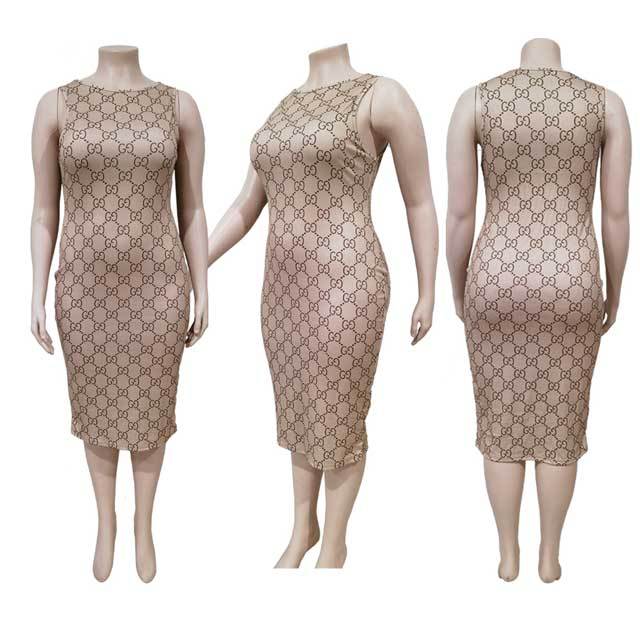 Plus Size Printed Bodycon Dress