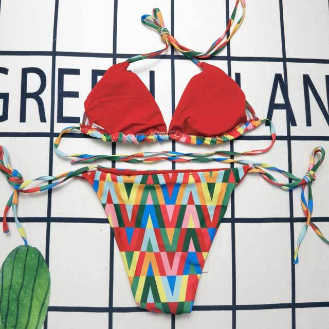 Colorful Printed Strappy Vacation Bikini