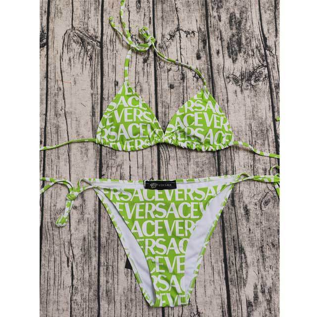 Letter Print Strappy Bikini Swimsuit