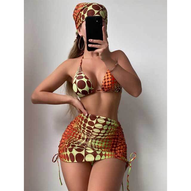 Printed 4 Piece Bikini Set