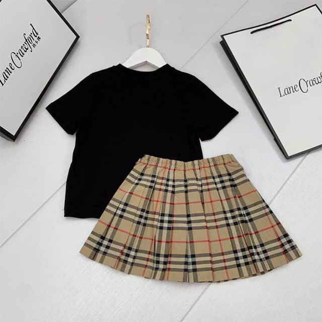 Plaid Print Girls Pleated Skirt Set