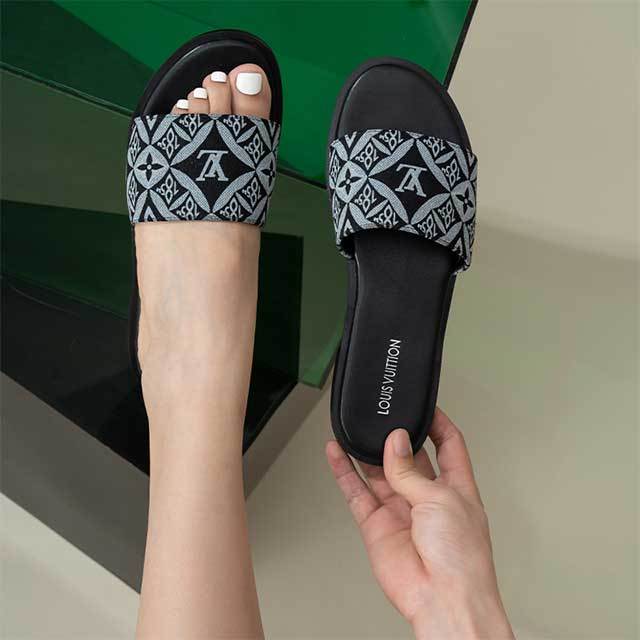 Stylish Embroidery Fashion Flat Slides Shoes