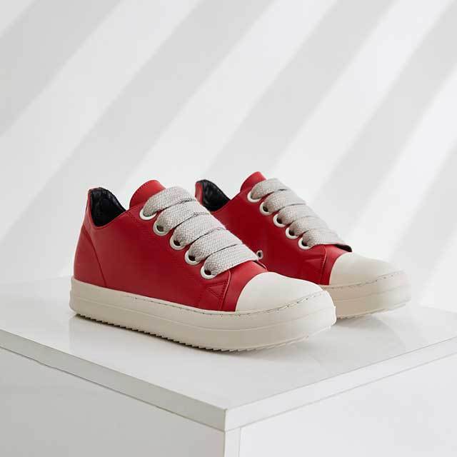 Big Lace-Up Thick Sole Leather Sneakers