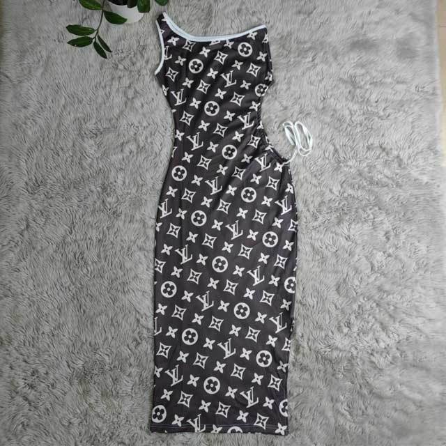 Printed Single Shoulder Slit Dress