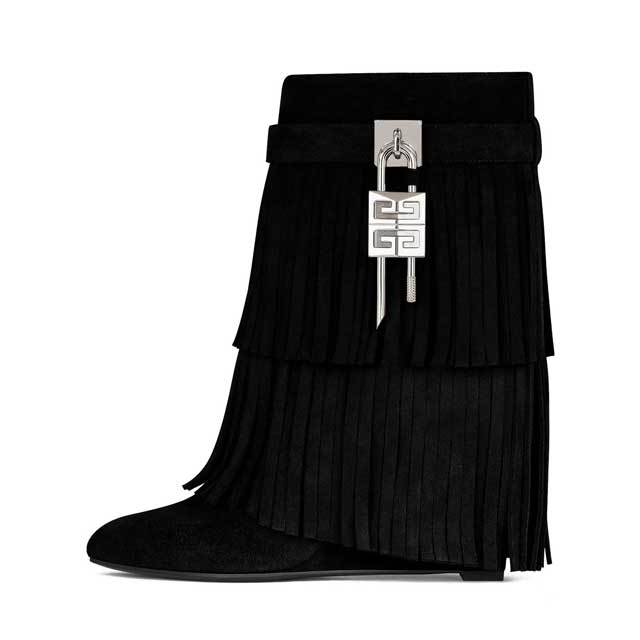 Shark Look Suede Tassel Ankle Boots