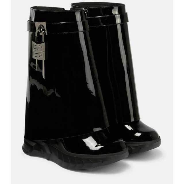 Shark Look Leather Fashion Ankle Boots