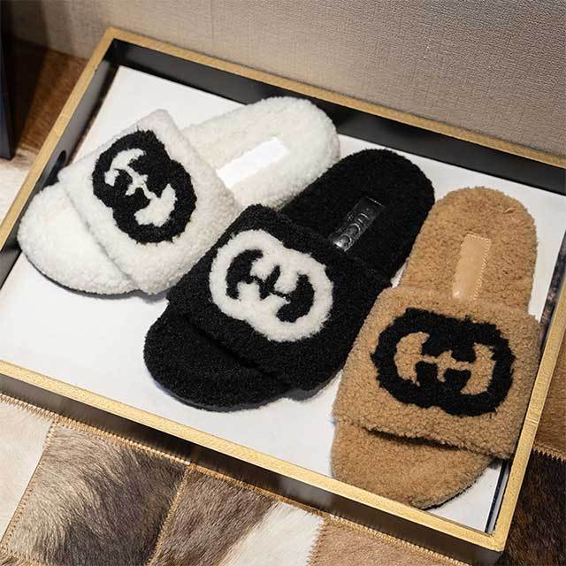 Homewear Casual Style Open Toes Fur Slippers