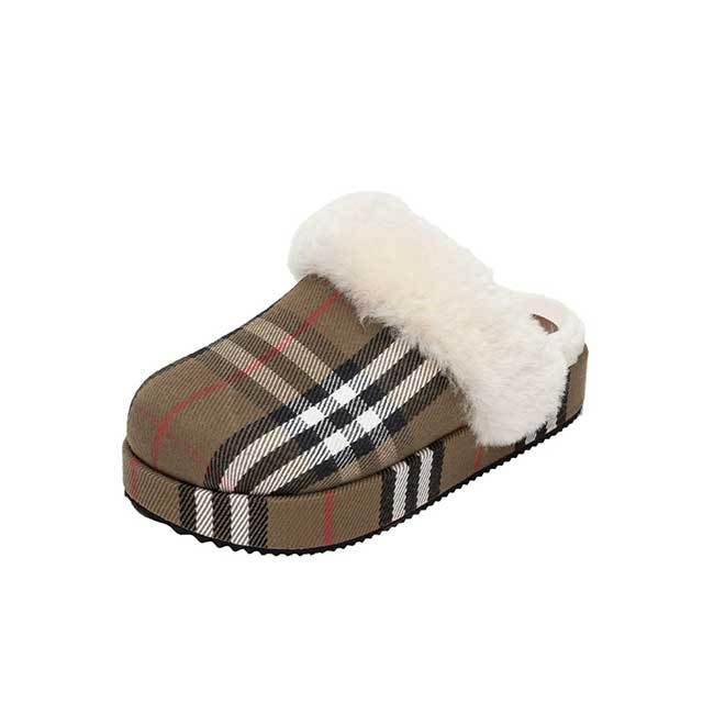 Plaid Printed Brand Fashion Indoor Furry Slippers