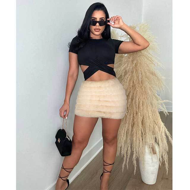 Faux Fur Mini Skirt