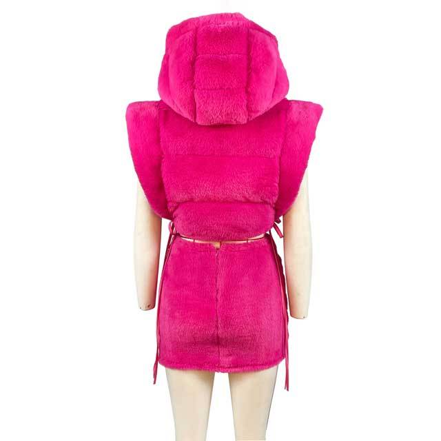 Faux Fur Zipper Hooded Puffer Coat