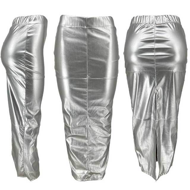 Leather Slit Bodycon Skirt