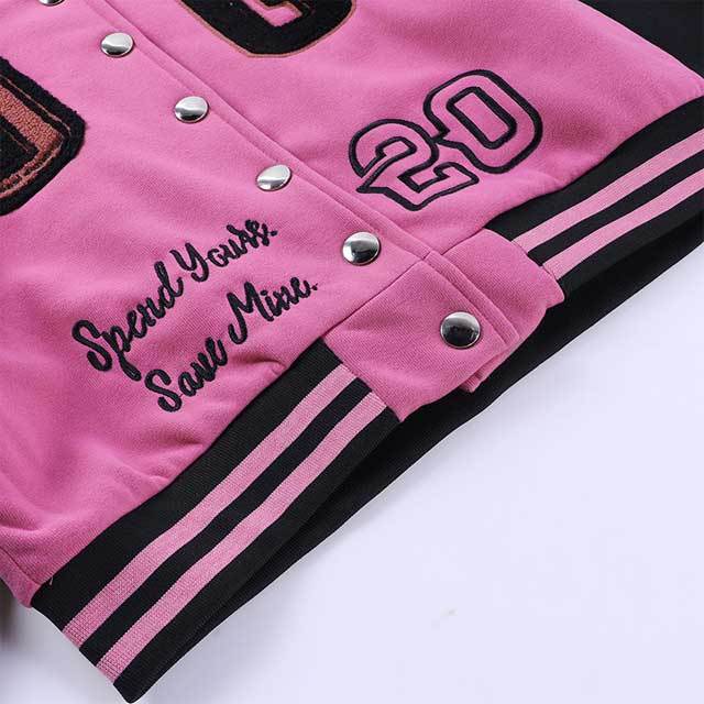 Color Block Embroidery Baseball Jacket