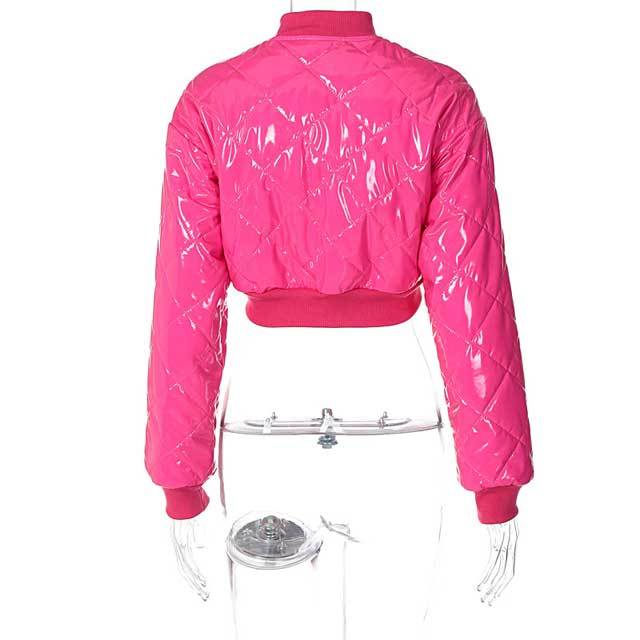 Button Leather Puffer Jacket