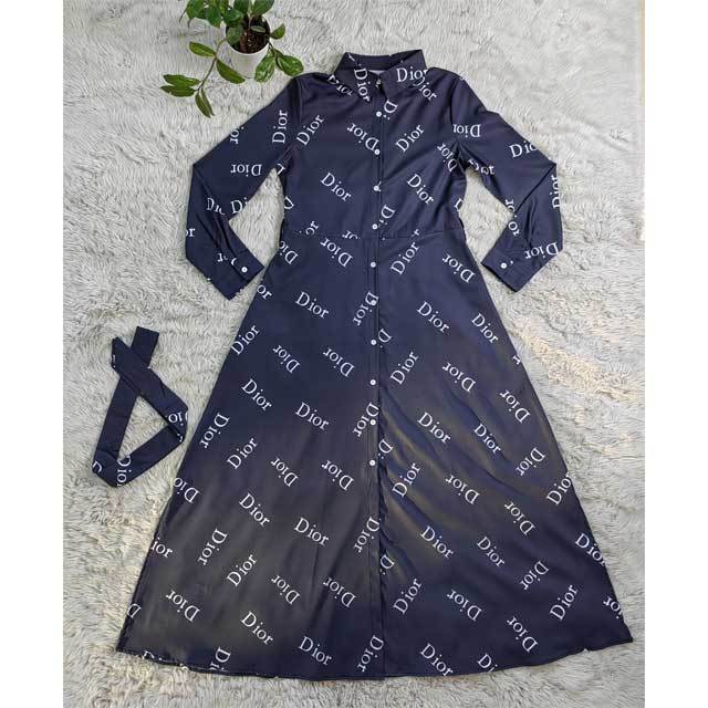 Printed Casual Maxi Shirt Dress