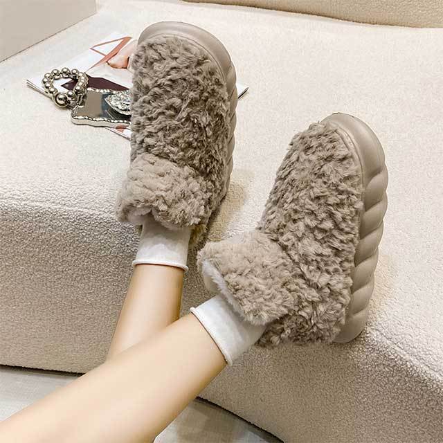 Solid Color Furry Ankle Snow Boots