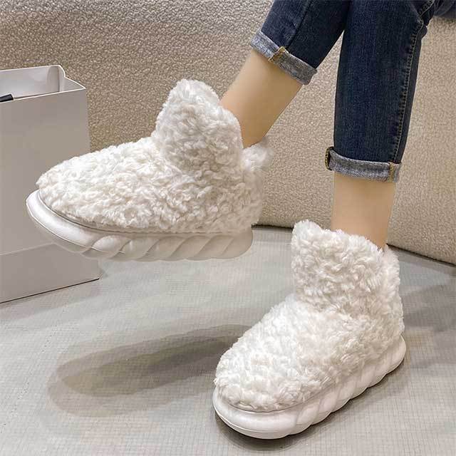 Solid Color Furry Ankle Snow Boots