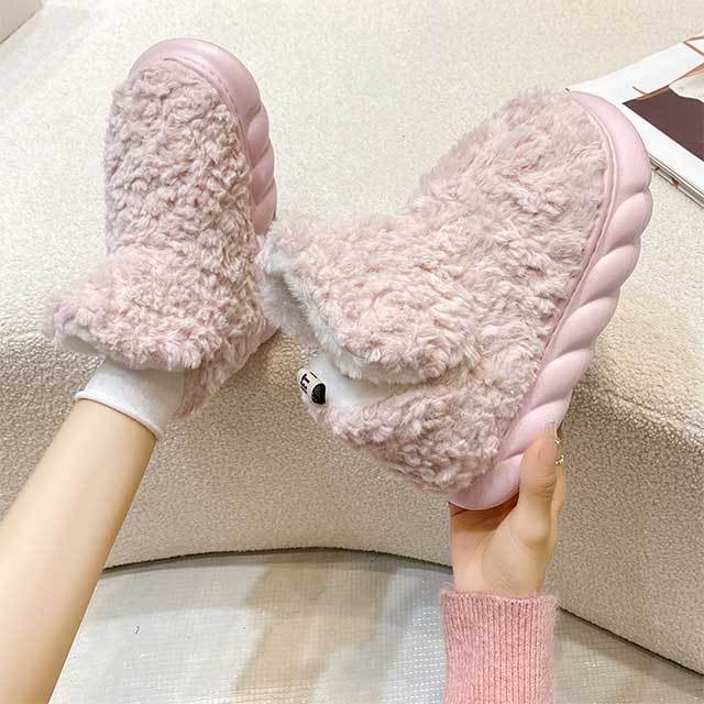Solid Color Furry Ankle Snow Boots