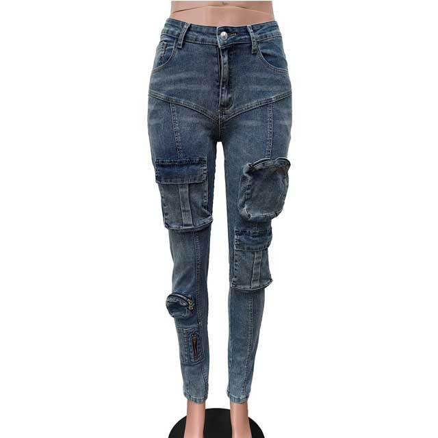 Multi Pockets Skinny Cargo Jeans