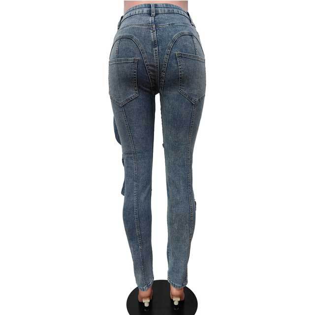 Multi Pockets Skinny Cargo Jeans