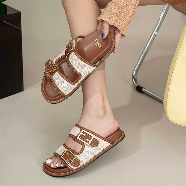 Adjustable Belt Hollow Out Flat Slippers