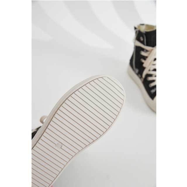 Lace-Up Ripped Canvas Sneaker
