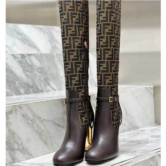 Buckle Strap Leather Stiletto Boots
